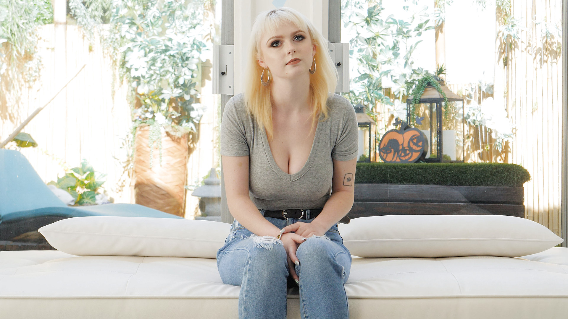 Natural Big Titty Blonde Fucks 2 Black Guys